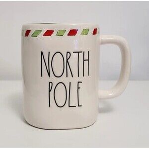 Rae Dunn NORTH POLE Coffee Tea Mug Cup Ceramic White 18 Oz Christmas Season NEW